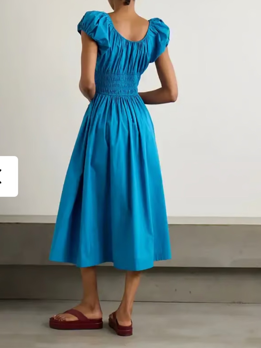 Doen Quinn Shirred Cotton Poplin Midi Dress - Conalt blue